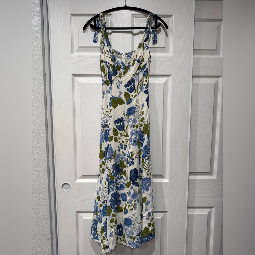 Reformation Blue and Green Floral Midi Dress. Size 4 - Picture 3 of 11